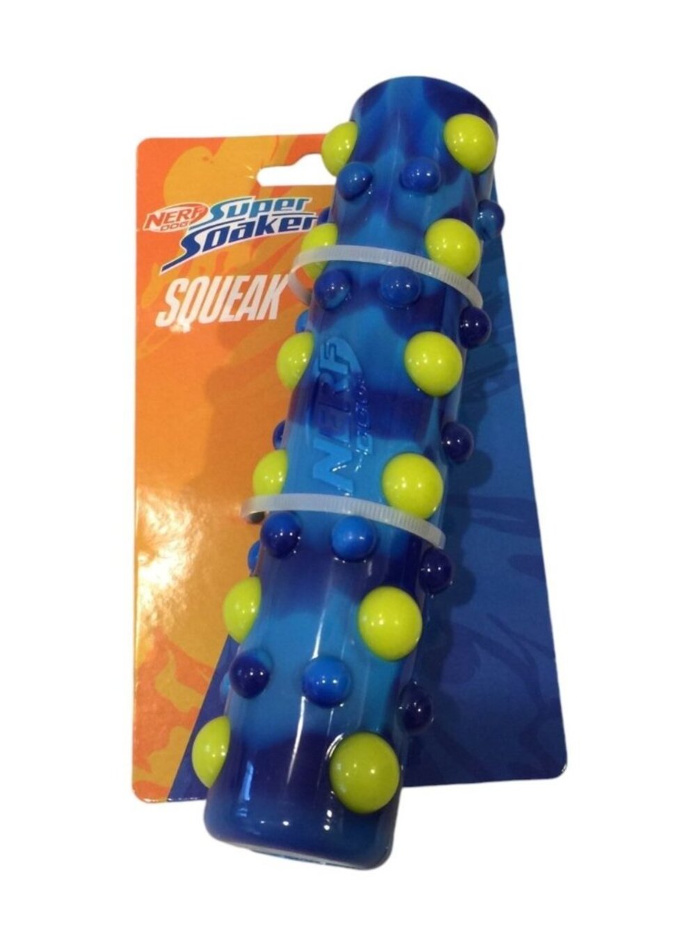 Nerf Dog Super Soaker Squeak Blue Lime Green Bumpy Texture 7" Dog Toy